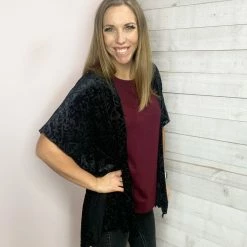 Honeyme Clothing "Fancy" Sheer Kimono With Velvet Pattern 8 Honeyme Clothing