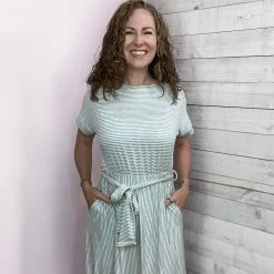 Haptics "Go My Way" Pinstripe Dress Clothing