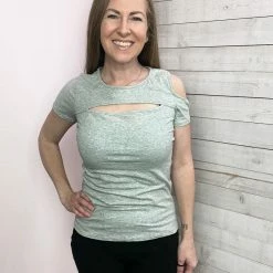 White Birch Clothing "Delightful Day" Cutout Short Sleeve Top- Grey *FINAL SALE* 7 White Birch Clothing