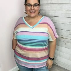 Sew In Love "On Vacation" Striped V Neck Top *FINAL SALE*