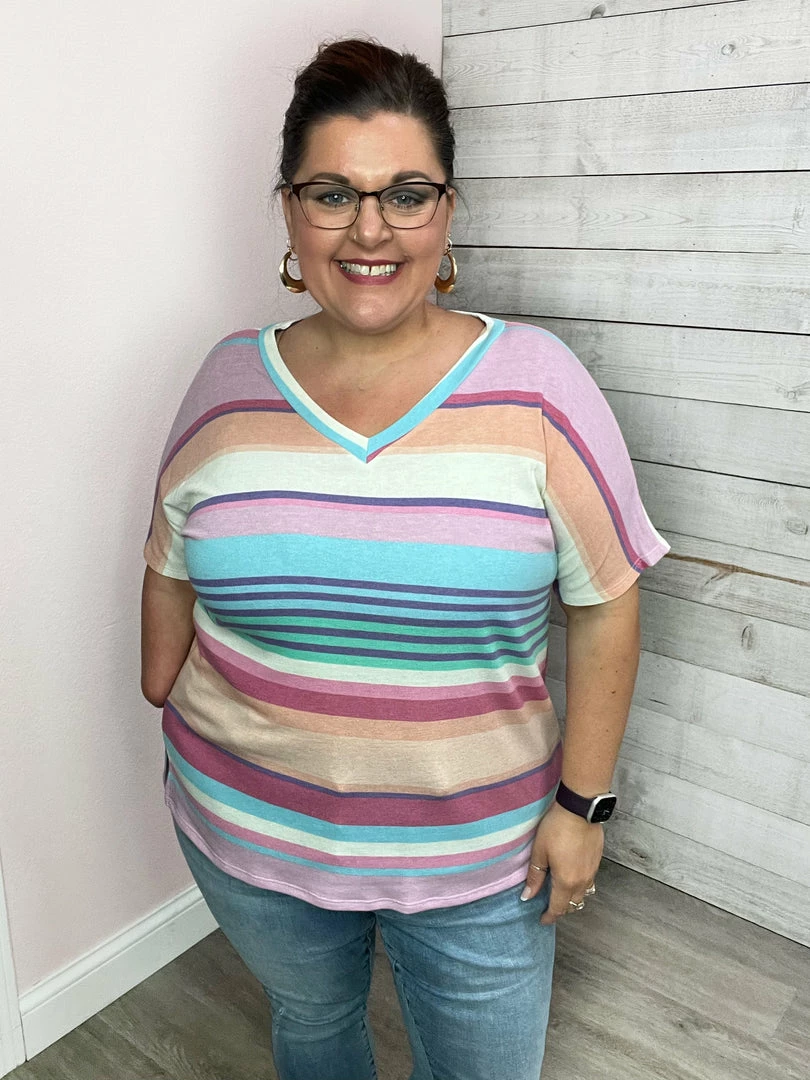 Sew In Love "On Vacation" Striped V Neck Top *FINAL SALE* 1 Sew In Love "On Vacation" Striped V Neck Top *FINAL SALE*