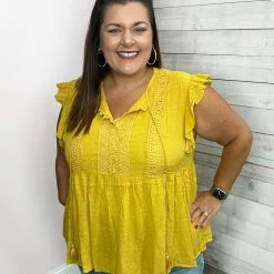 Haptics "Gold Coast" Crochet Lace Babydoll Top Clothing