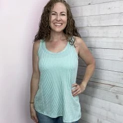 Blumin "Grab Their Attention" Striped Tank- Mint