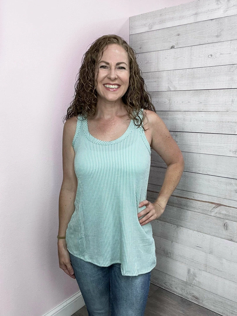 Blumin "Grab Their Attention" Striped Tank- Mint 1 Blumin "Grab Their Attention" Striped Tank- Mint