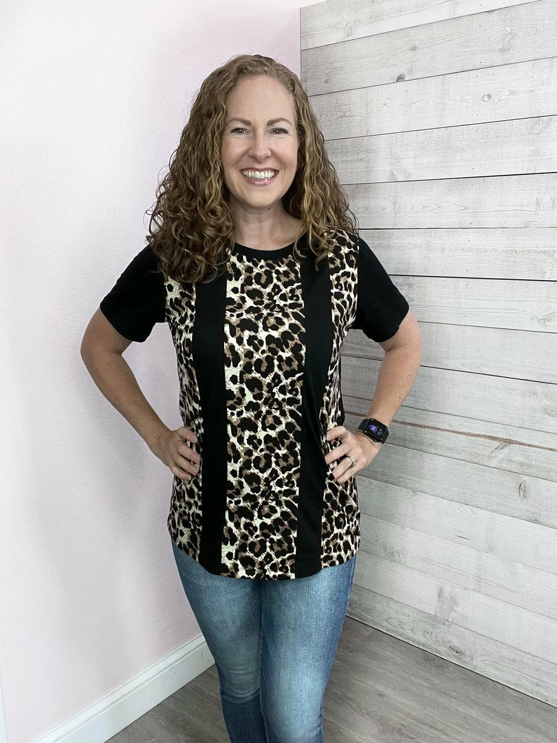 Sunshine & Rodeos "Adore You" Leopard Vertical Colorblock Top Clothing 1 Sunshine & Rodeos "Adore You" Leopard Vertical Colorblock Top Clothing