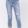 Judy Blue Mid-Rise Capri Destroyed- 82272 Clothing