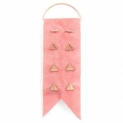 White Ginger "Molly" Pink Velvet 4 Set Gold Earrings New Arrivals