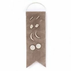 White Ginger New Arrivals "Harmony" Grey Velvet 4 Set Silver Earrings