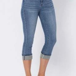 Clothing Judy Blue Mid Rise Cuffed Capri- 78101 4 Clothing Judy Blue Mid Rise Cuffed Capri- 78101