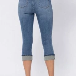 Clothing Judy Blue Mid Rise Cuffed Capri- 78101 5 Clothing Judy Blue Mid Rise Cuffed Capri- 78101