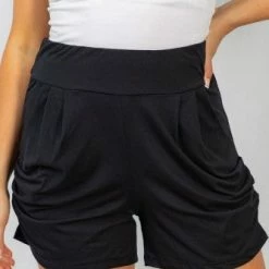White Birch "Simple Fun" Solid Knit Shorts- Black *FINAL SALE* Clothing