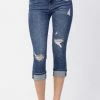 Judy Blue Mid-Rise Cuffed Capri- 78100 Clothing
