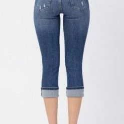 Judy Blue Mid-Rise Cuffed Capri- 78100 Clothing