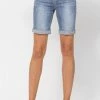 Judy Blue Hi-Rise Cuffed Bermuda Shorts-15226 Clothing