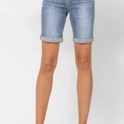 Judy Blue Hi-Rise Cuffed Bermuda Shorts-15226 Clothing