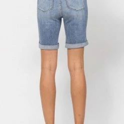 Judy Blue Hi-Rise Cuffed Bermuda Shorts-15226 Clothing