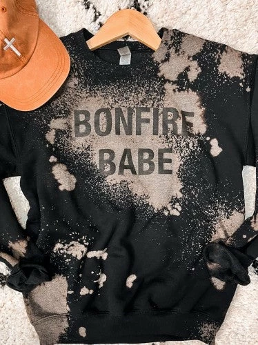 D&E Tees Bonfire Babe Graphic Bleached Sweatshirt Clothing 1 D&E Tees Bonfire Babe Graphic Bleached Sweatshirt Clothing
