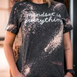 D&E Tees Clothing Mindset Is Everything Graphic Bleached Tee