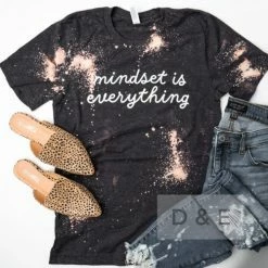 D&E Tees Clothing Mindset Is Everything Graphic Bleached Tee