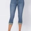 Clothing Judy Blue Mid Rise Cuffed Capri- 78101