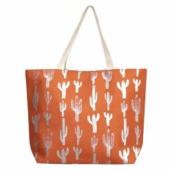 Accessorize Me Large Fabric Tote With Foil Cactus Pattern