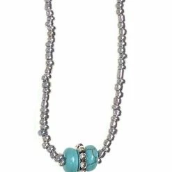 Accessorize Me New Arrivals "Rosalie" Silver Necklace W/Turquoise Stone & Pendant